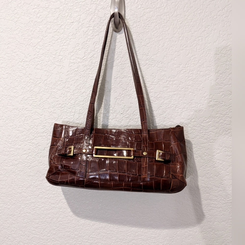 MAXX genuine leather crock embossed handbag
